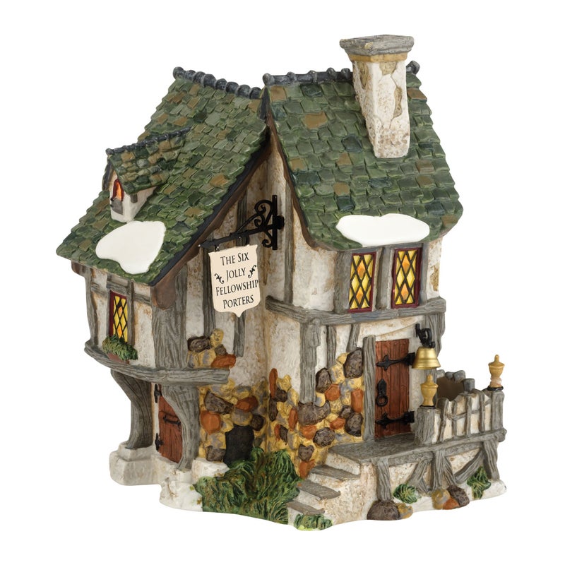 Department 56 Dickens' Village Six Jolly Fellowship Porters Lit House, 6.9 inch